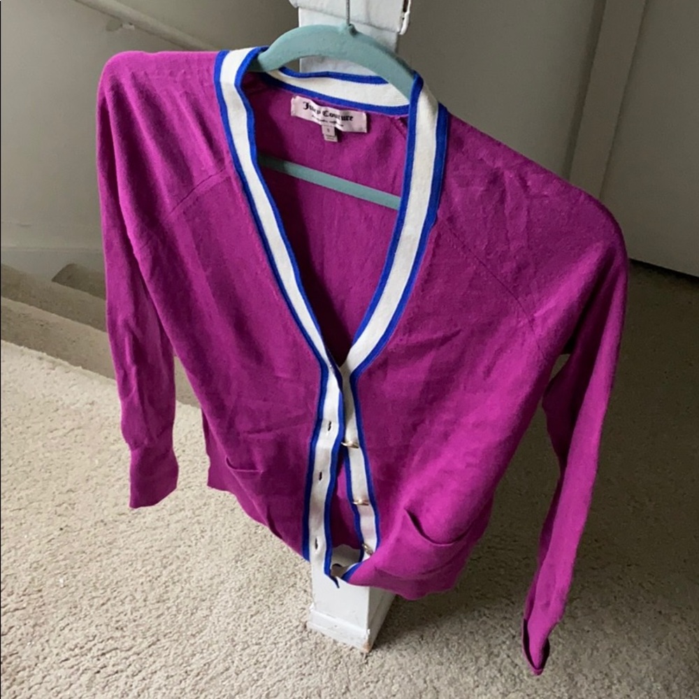 Juicy Couture Cardigan Sweater pink w/white collar